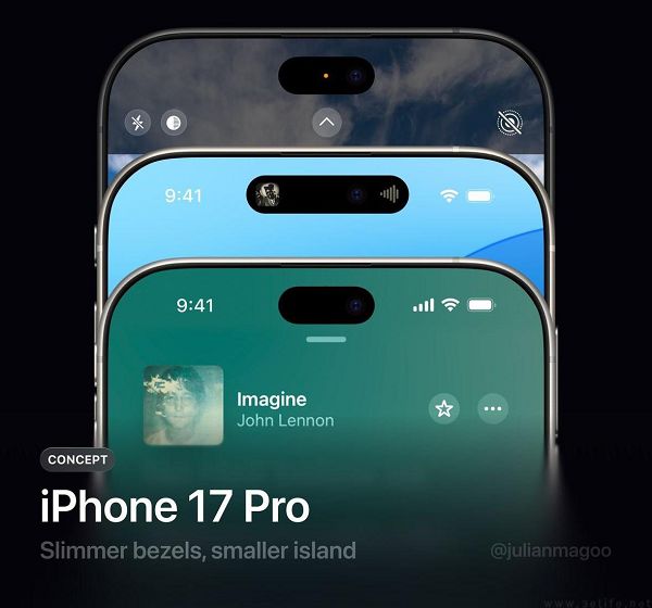 iPhone 17 Pro屏幕概念图出炉，灵动岛面积更小